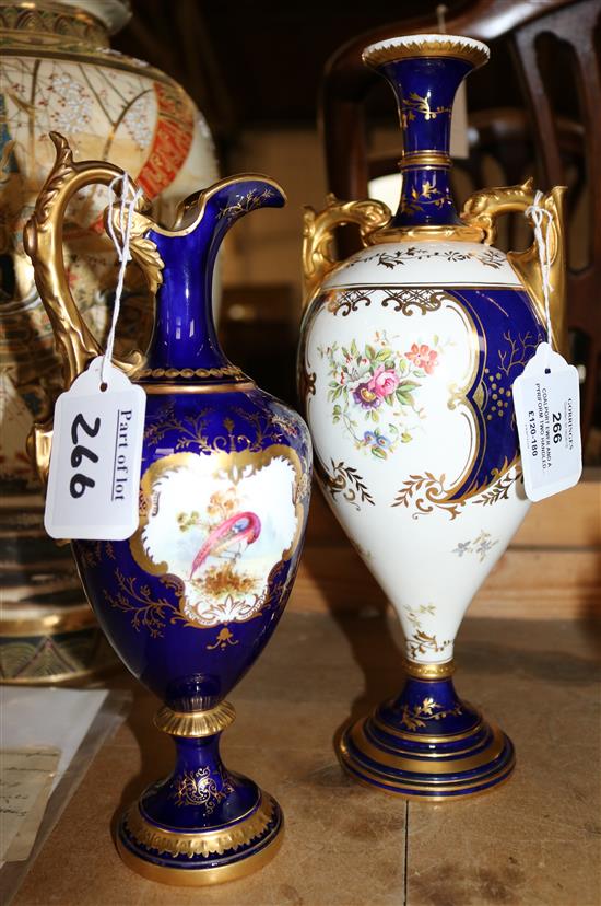 A Coalport ewer and a pyriform two handled vase, early 20th century, 29.5cm and 25.5cm